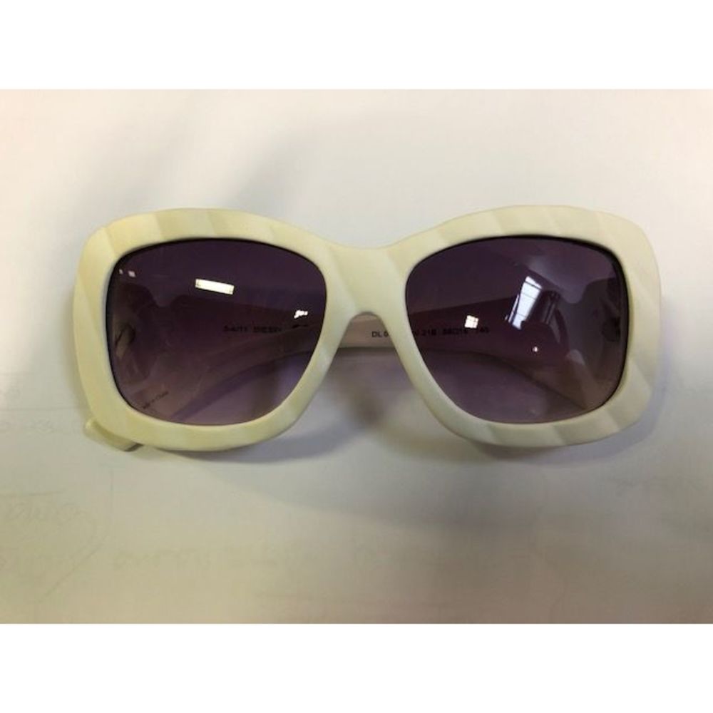 Diesel Cream Frame Sunglasses with Gradient Purple Lenses
